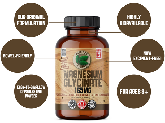 PURE LAB VITAMINS Magnesium Glycinate (120 veg caps)