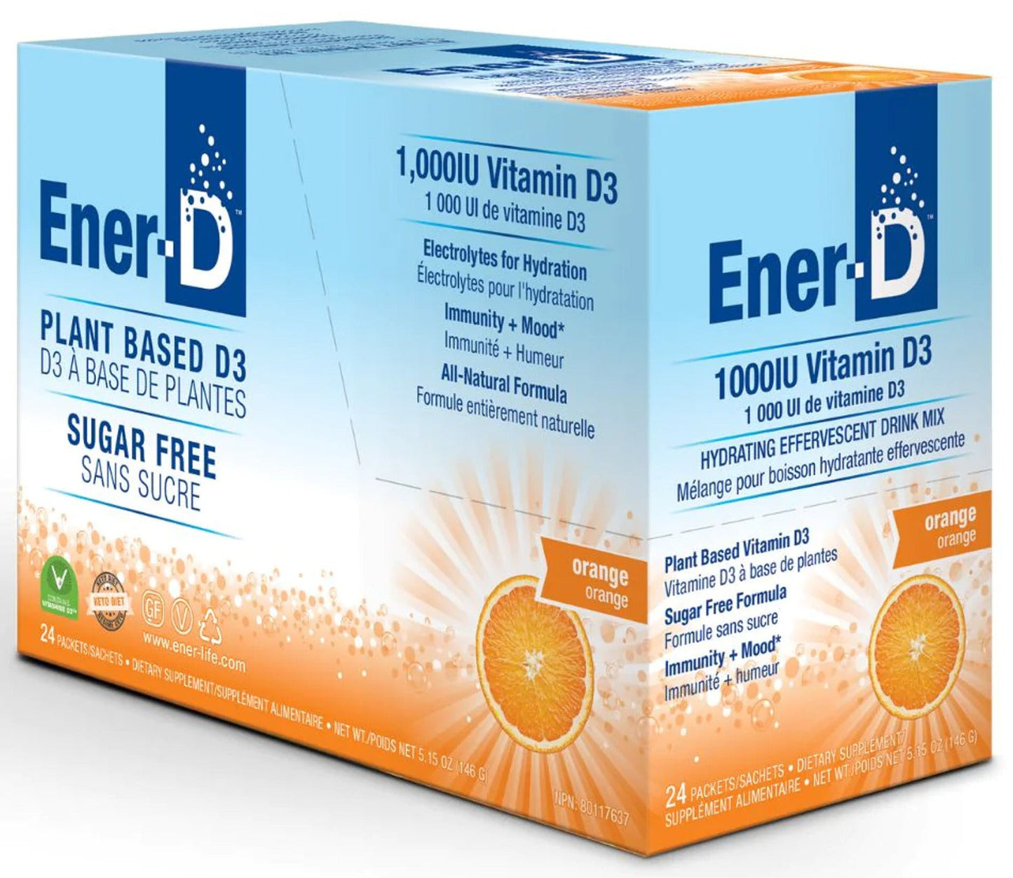 ENER-LIFE Ener-D Sugar Free (Orange - 24 x 6.5 g)