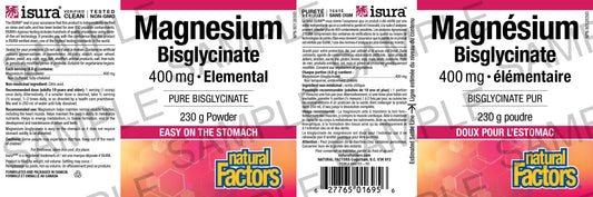 NATURAL FACTORS Magnesium Bisglycinate 400 mg Powder