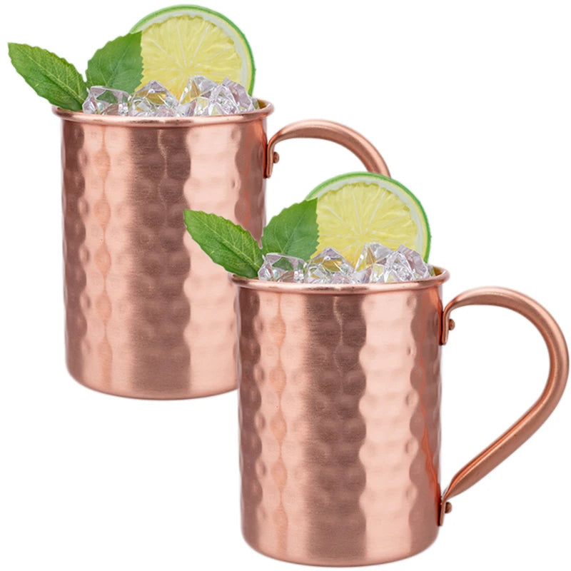 New 100% Copper Cups Pure Solid  Moscow Mule PURE Copper Mugs-Shaped 400ml Cocktail Cups Beer Milk Mug Drinkware