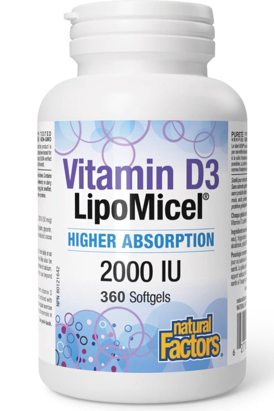 NATURAL FACTORS Vitamin D3 LipoMicel (2000 IU - 360 sgels)