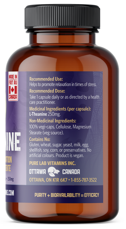 Brown supplement bottle with a blue label on a white background