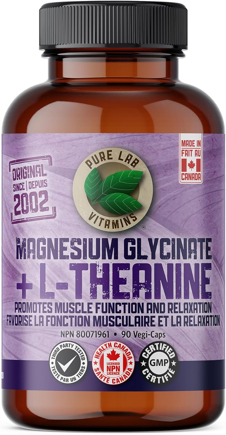 PURE LAB VITAMINS Magnesium Glycinate + L-Theanine (75/150 mg - 90 veg caps)