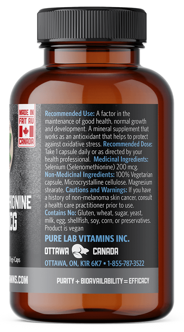 PURE LAB VITAMINS Selenomethionine (200 mcg - 60 veg caps)