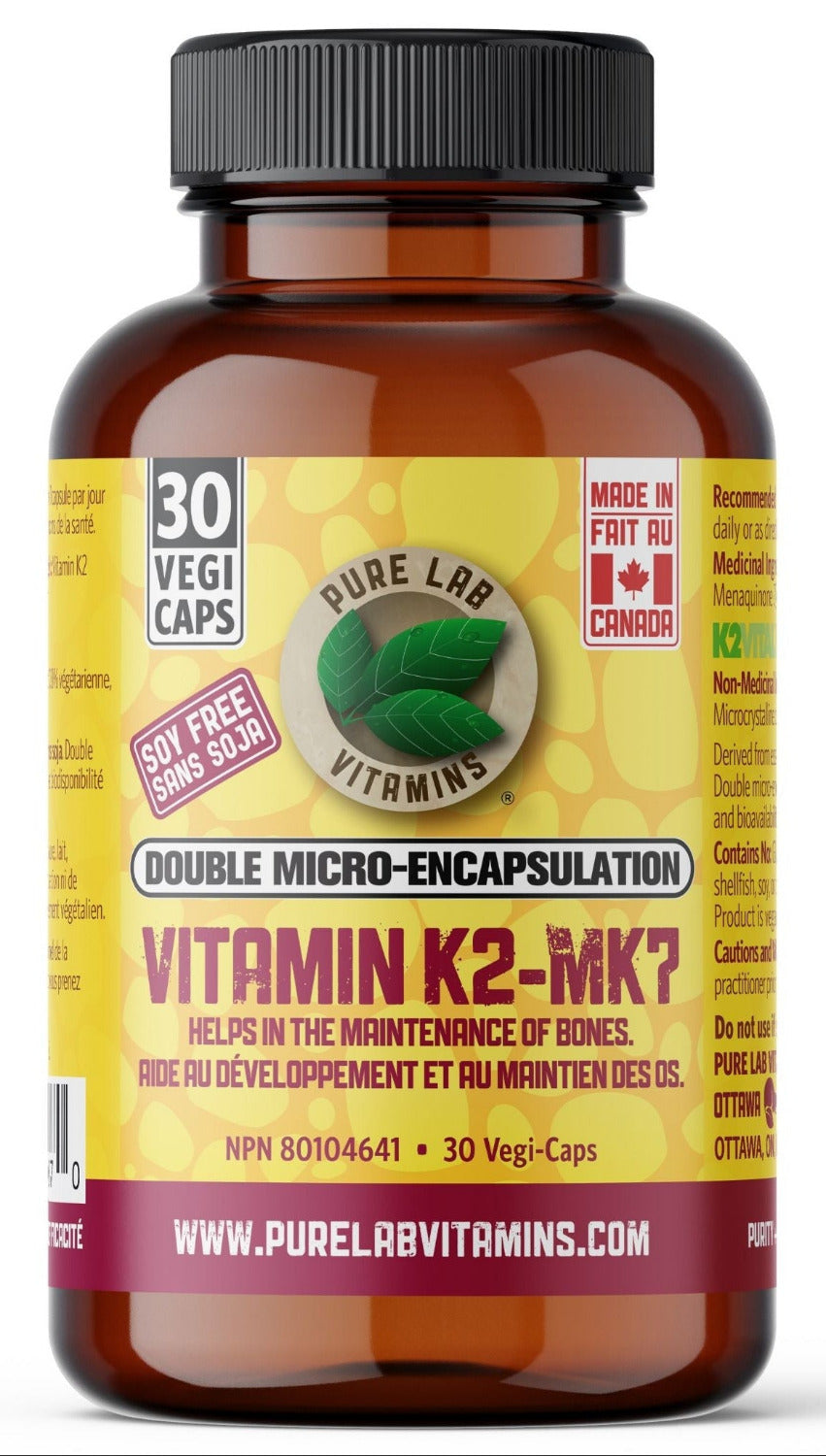 PURE LAB VITAMINS Vitamin K2- MK7 (90 veg caps)