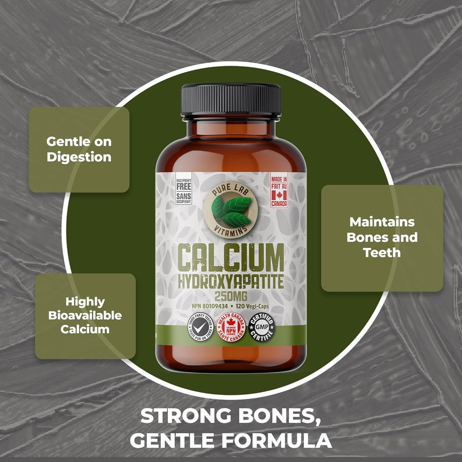 PURE LAB VITAMINS Calcium Hydroxyapatite (250 mg - 120 veg caps)