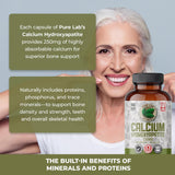 PURE LAB VITAMINS Calcium Hydroxyapatite (250 mg - 120 veg caps)