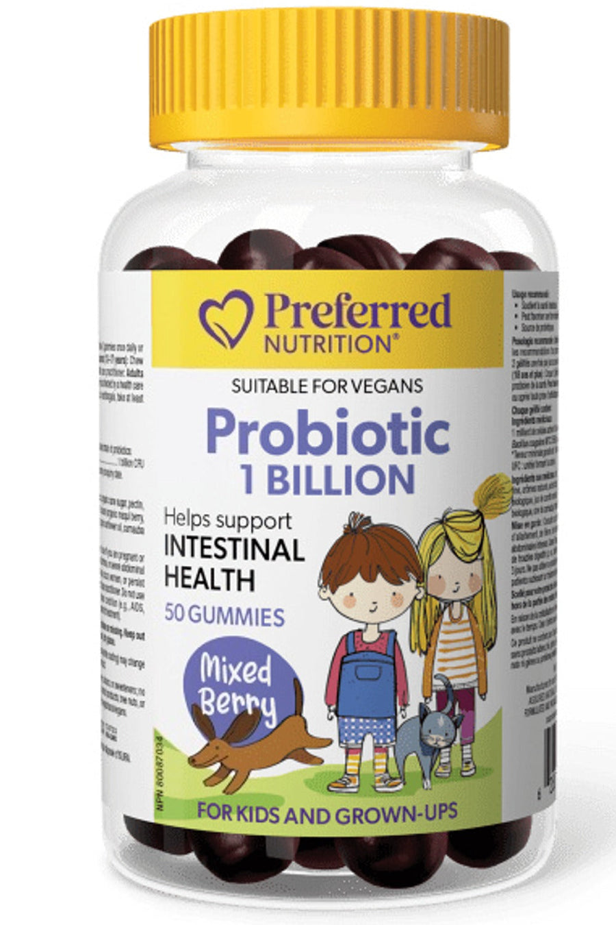 PREFERRED NUTRITION Probiotic Gummies For Kids (1 Billion - Mixed Berry - 50 gummies)
