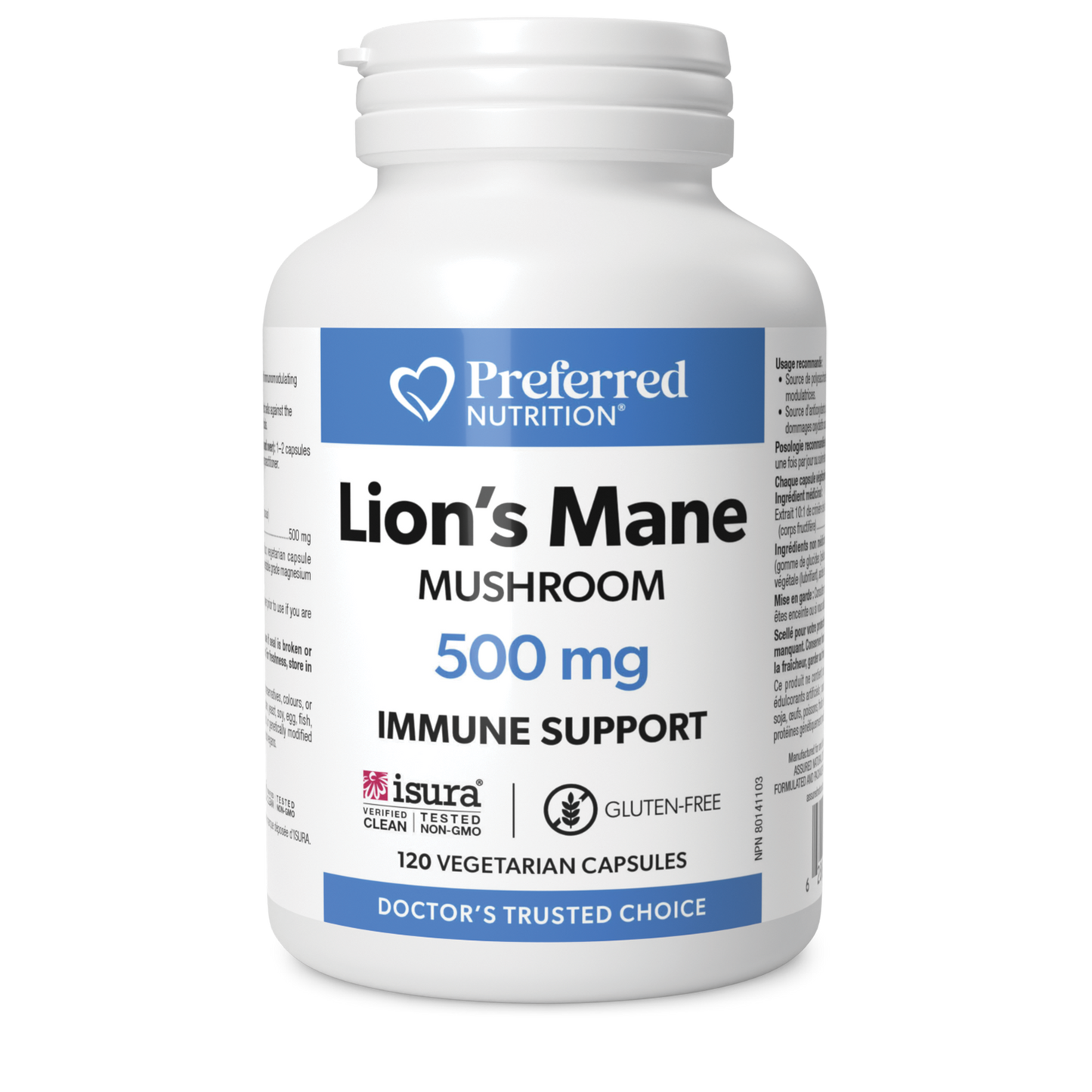 PREFERRED NUTRITION Lion's Mane (500 mg - 120 Vegetarian Capsules)
