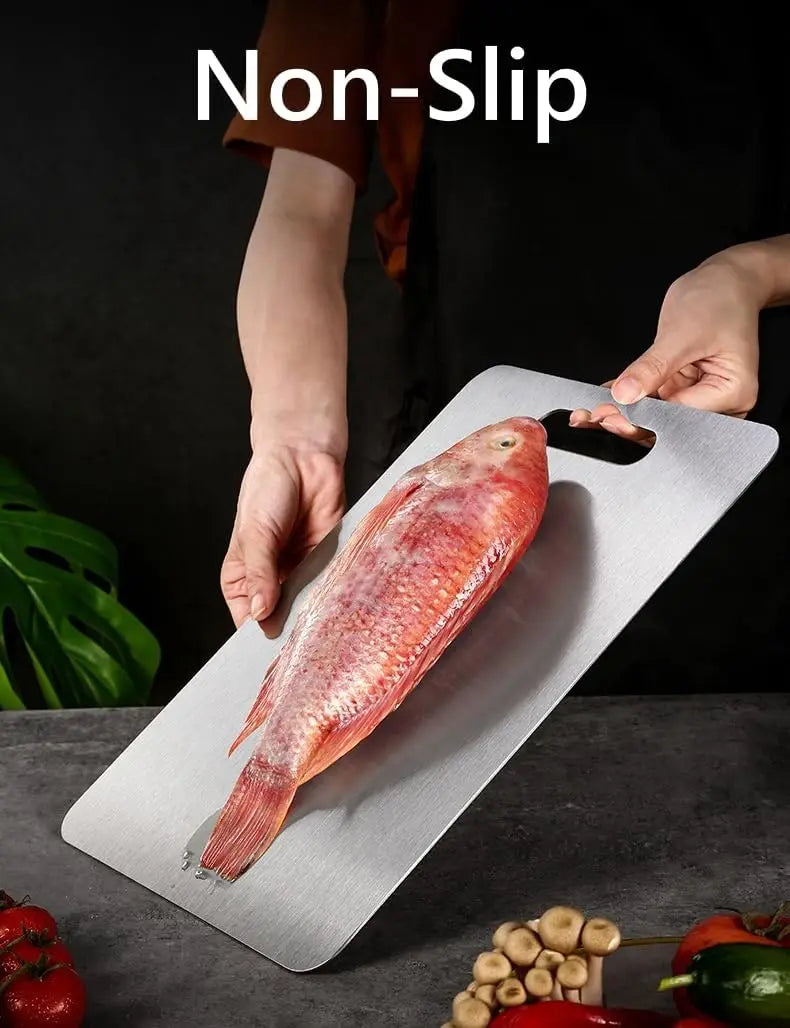 Stainless Steel Cutting Board – 11.4" x 7.9" Thickened Metal Chopping Board with Precision Markings