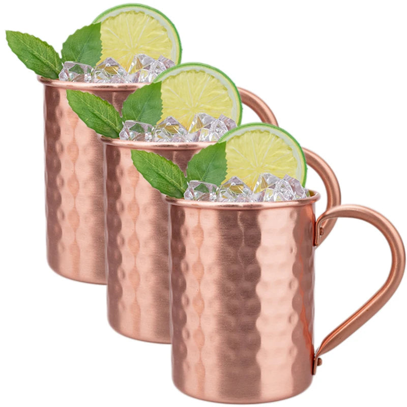 New 100% Copper Cups Pure Solid  Moscow Mule PURE Copper Mugs-Shaped 400ml Cocktail Cups Beer Milk Mug Drinkware