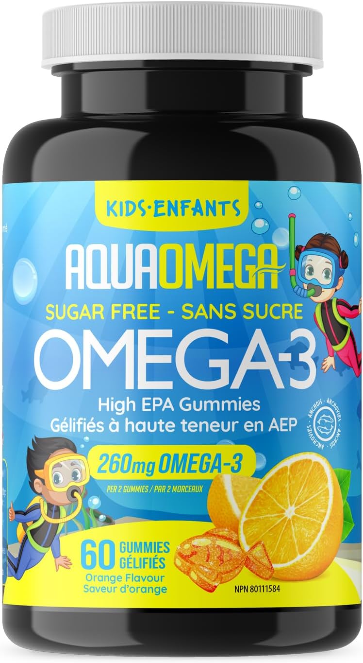 AQUAOMEGA Kids High EPA (Sugar Free Orange - 60 Gummies)