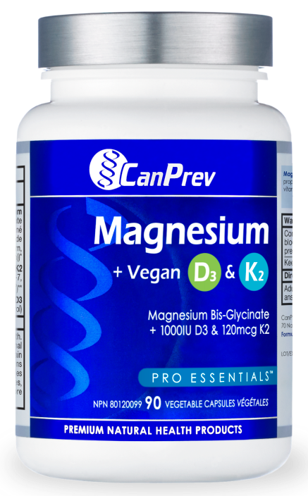 CANPREV Magnesium + Vegan D3 & K2 (90 veg caps)