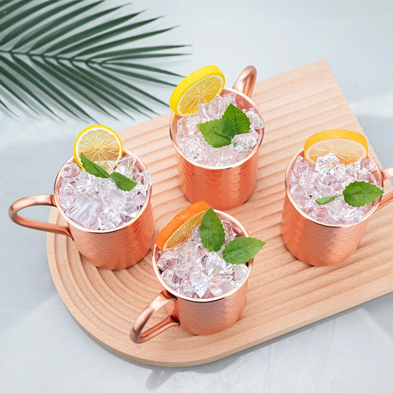 New 100% Copper Cups Pure Solid  Moscow Mule PURE Copper Mugs-Shaped 400ml Cocktail Cups Beer Milk Mug Drinkware