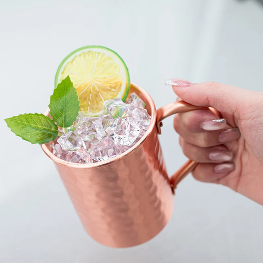 New 100% Copper Cups Pure Solid  Moscow Mule PURE Copper Mugs-Shaped 400ml Cocktail Cups Beer Milk Mug Drinkware