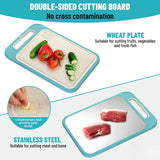 The Ultimate 2-in-1 Cutting Board for Busy Moms – Stainless Steel and Wheat Straw
