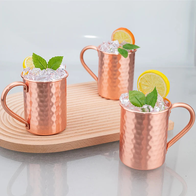 New 100% Copper Cups Pure Solid  Moscow Mule PURE Copper Mugs-Shaped 400ml Cocktail Cups Beer Milk Mug Drinkware