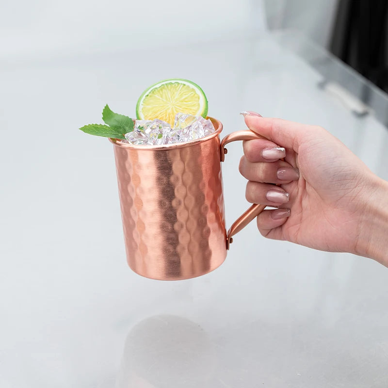 New 100% Copper Cups Pure Solid  Moscow Mule PURE Copper Mugs-Shaped 400ml Cocktail Cups Beer Milk Mug Drinkware