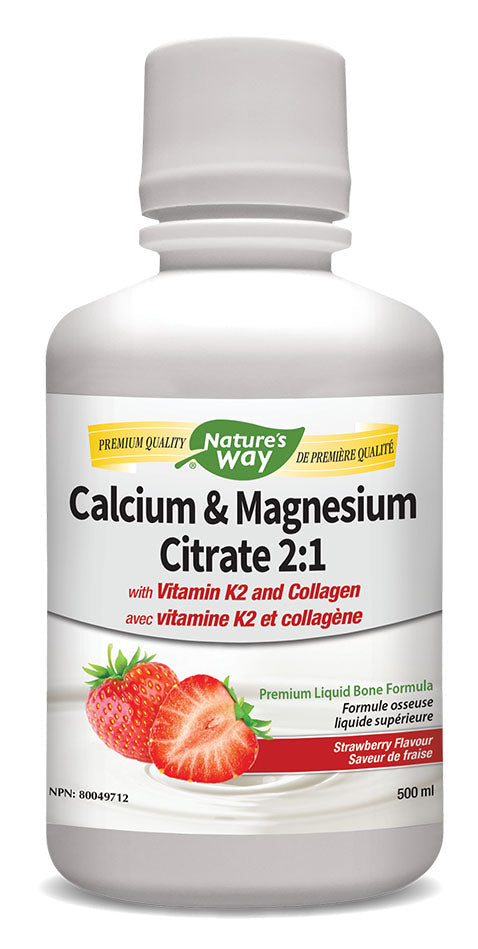NATURE'S WAY Calcium & Magnesium Citrate 2:1 (Strawberry - 500 ml)