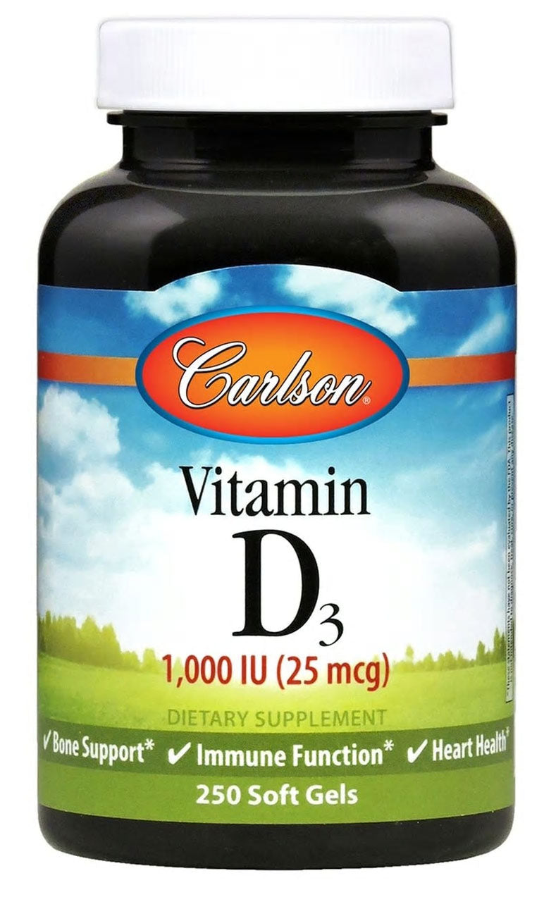 Carlson Vitamin D3 1000iu: Essential for Bone, Heart, and Immune Health 250 sgels
