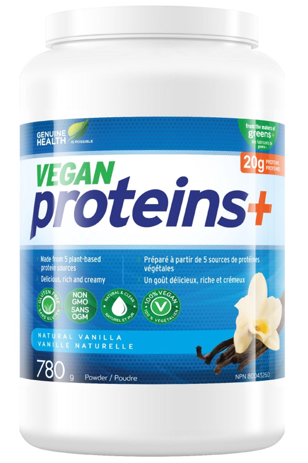 GENUINE HEALTH Vegan Proteins+ (Vanilla - 780 Gr)