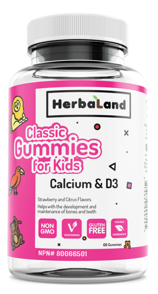 HERBALAND Kids Classic Calcium & D3 (Strawberry Citrus -  90 gummies)
